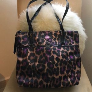 Coach purple cheetah print purse